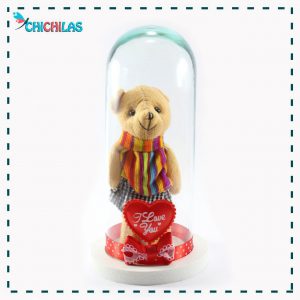 عروسک خرس دامن پوش شیشه کپسولی