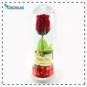 گل رز شیشه کپسولی(25 سانتی)