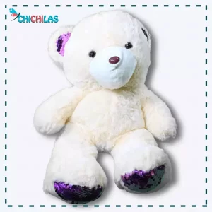 عروسک خرس بزرگ سفید پولکی ولنتاین