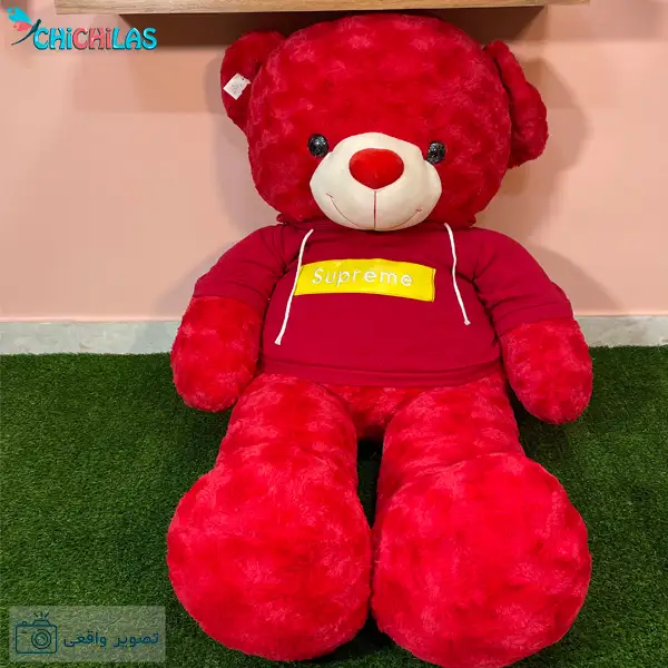 عروسک خرس بزرگ قرمز ولنتاین - عروسک خرس گنده قرمز