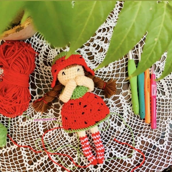 عروسک کاموایی دختر هندوانه ای (کد173)