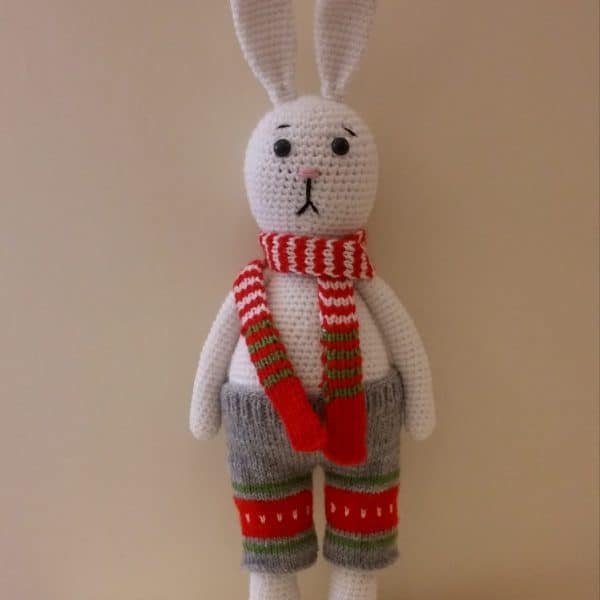 عروسک کاموایی خرگوش کریسمسی (کد262)