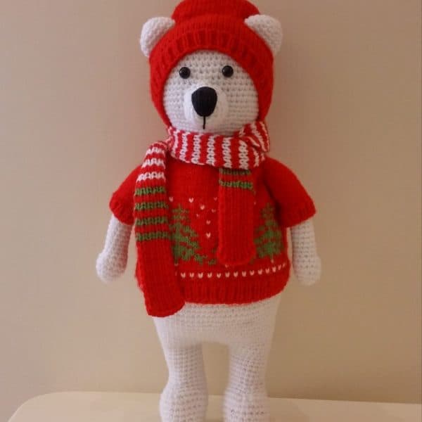 عروسک کاموایی خرس کریسمسی (کد266)