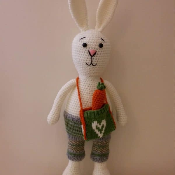 عروسک کاموایی خرگوش با کیف خرید (کد260)