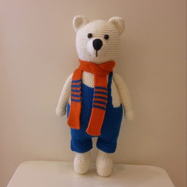 عروسک کاموایی خرس پیش بندی بزرگ (کد277)