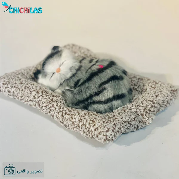 عروسک گربه طبیعی - عروسک گربه موزیکال - عروسک گربه واقعی - عروسک گربه خوابیده