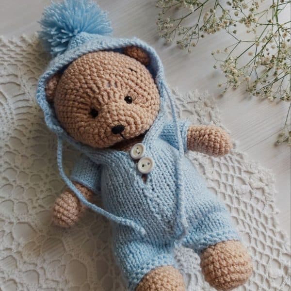 عروسک کاموایی خرس سرمایی (کد345)