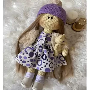 عروسک بافتنی لباس بنفش کدA14