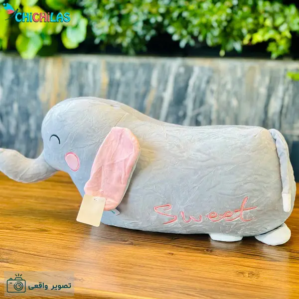 عروسک فیل بالشتی پتودار - فیل عروسکی پتودار طوسی