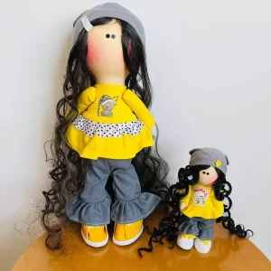 عروسک روسی مادر و دختر پیراهن زرد کد:A151