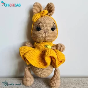 عروسک کاموایی خرگوش لباس زرد کد:A187